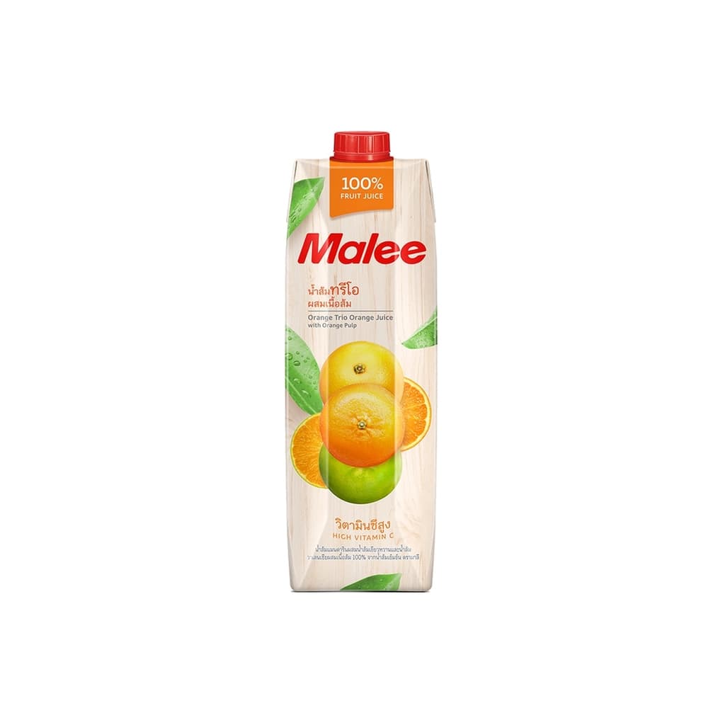 Malee Trio Orange Juice with Orange Pulp 100percent 1000ML.