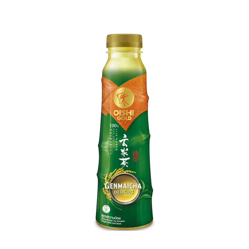 โออิชิ โกลด์เครื่องดื่มชาเขียวญี่ปุ่นเก็นไมฉะสูตรน้ำตาลน้อย 400มล.