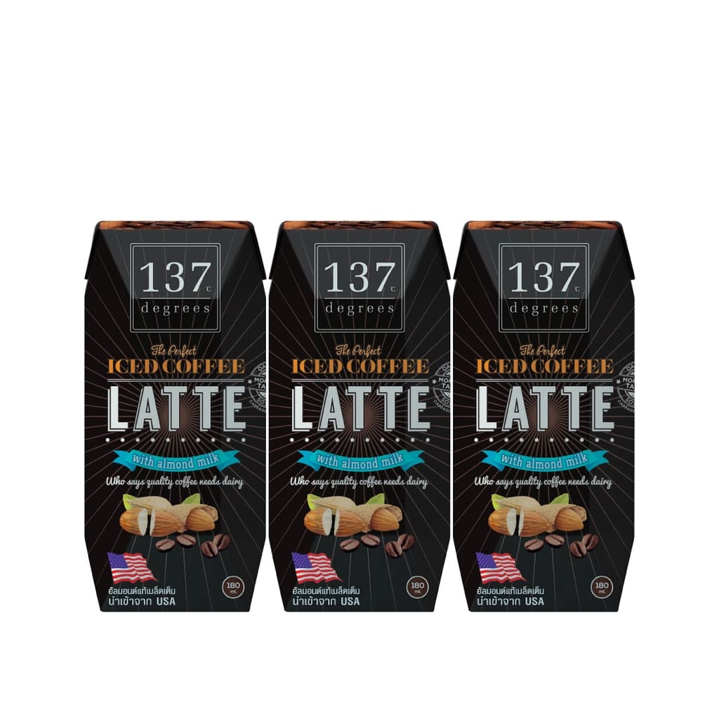 137 ดีกรี น้ำนมอัลมอนด์สูตรกาแฟลาเต้ 180มล. แพ็ค 3