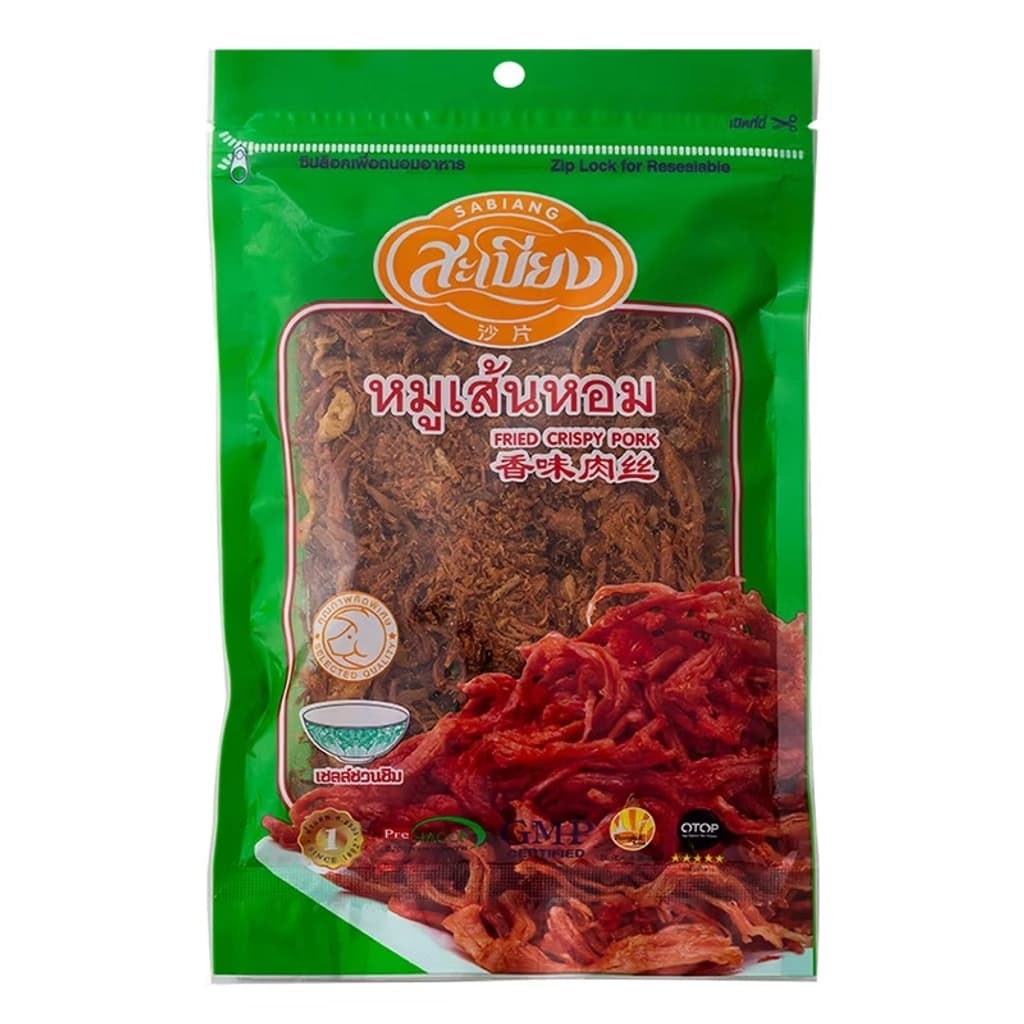 สะเบียง หมูเส้นหอม 90กรัม.