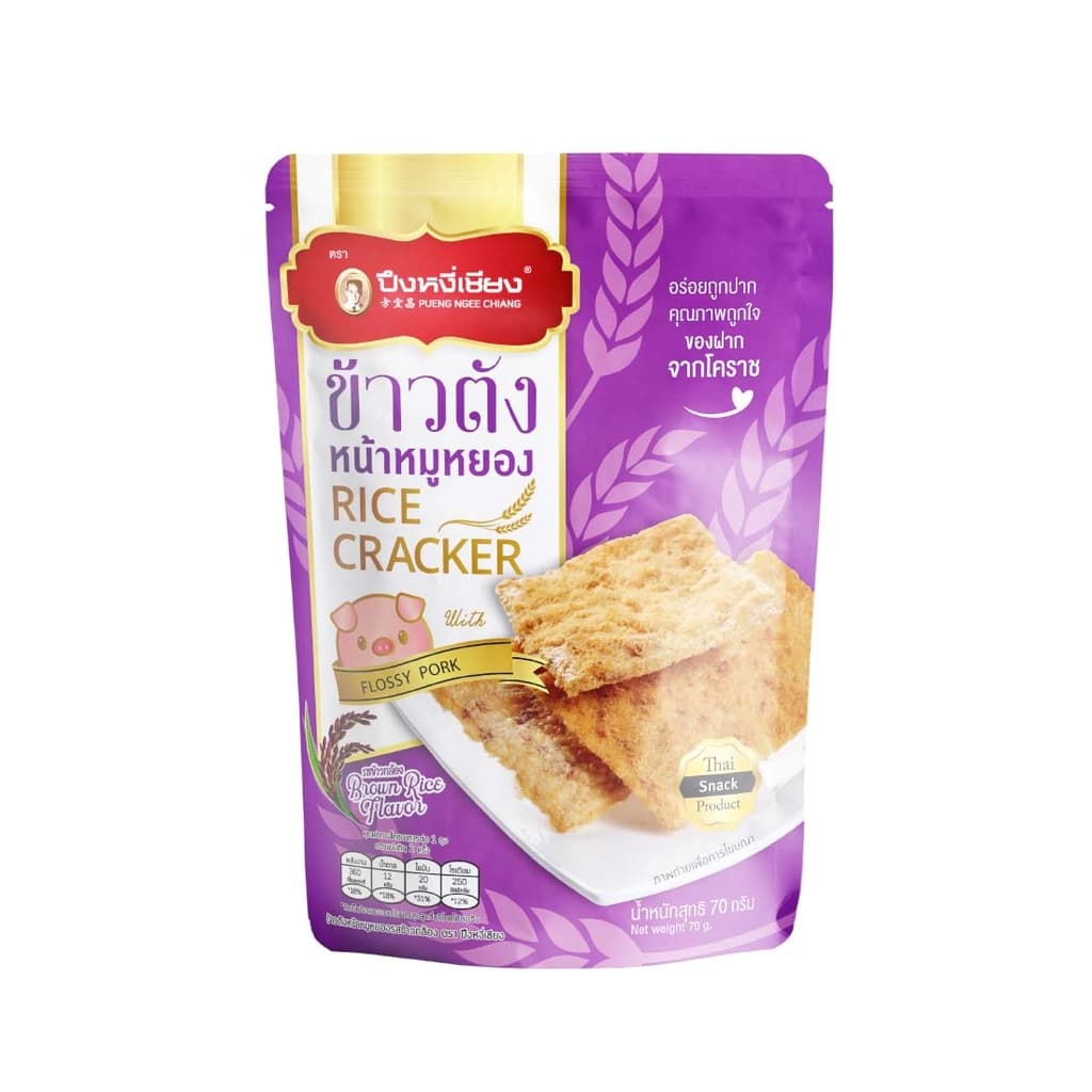 Pueng Ngee Chiang Brown Rice Cracker Flossy Pork 70G.
