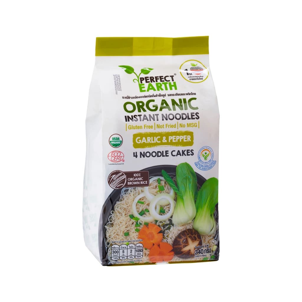 Perfect Earth Instant Noodles Garlic&Pepper 85G. Pack 4