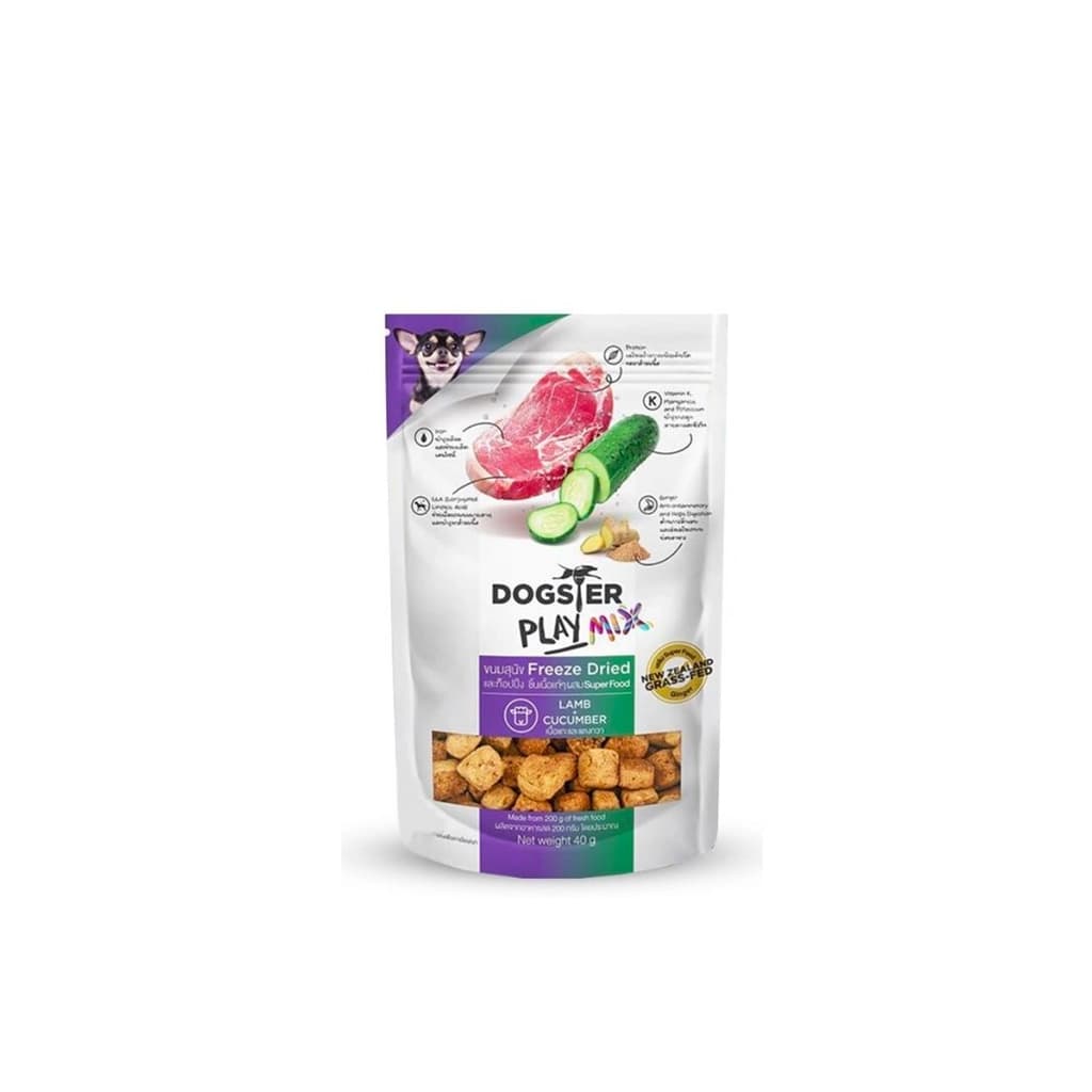 Dogster Play Mix Freeze Dried Treats & Toppers For Dogs Lamb & Cucumber 40G.