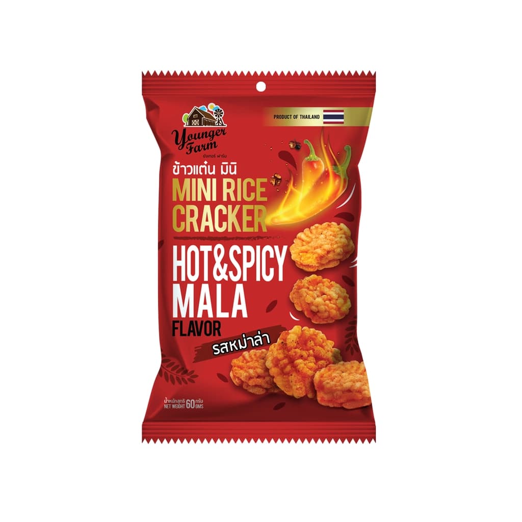 Younger Farm Mini Rice Cracker Hot&Spicy Mala Flavor 60G.