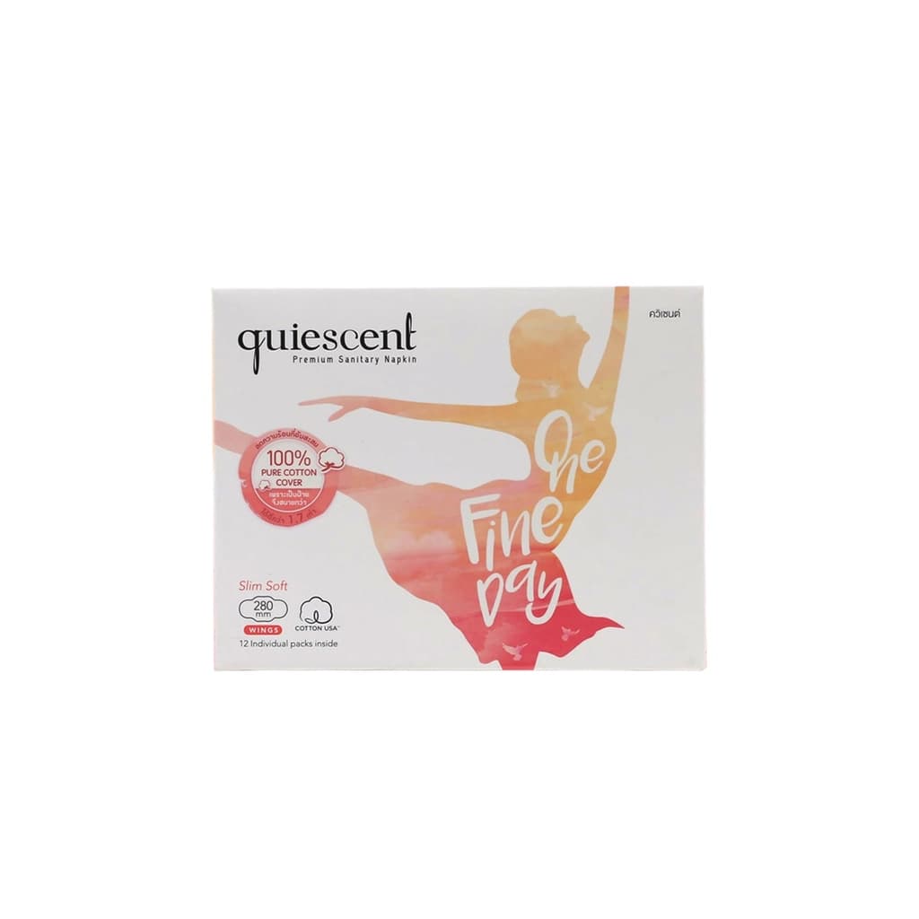 Quiescent Sanitary Napkin Day Silm Wing 28CM. 12PCS.