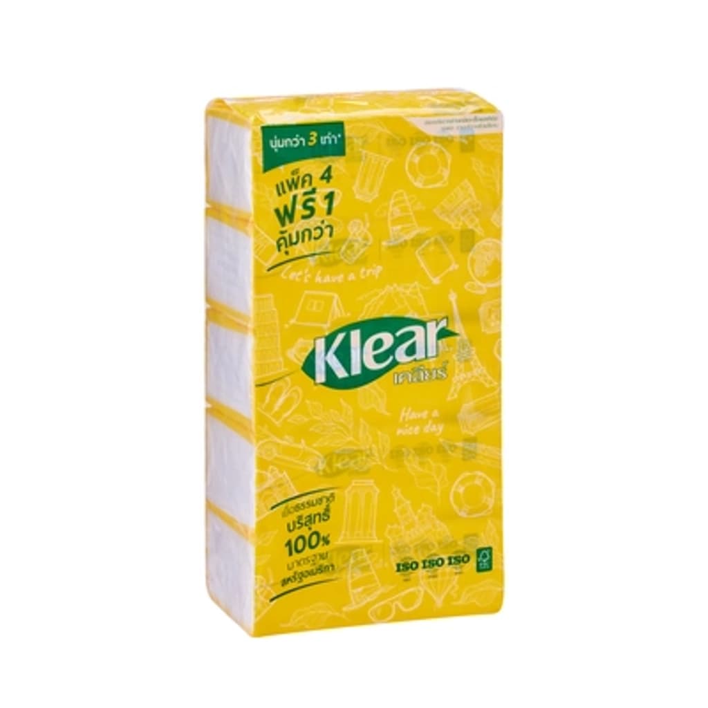 KLEAR FACIAL TISSUE PURE PULP 100% 3 PLY 120 SHEET PACK 4+1 PCS