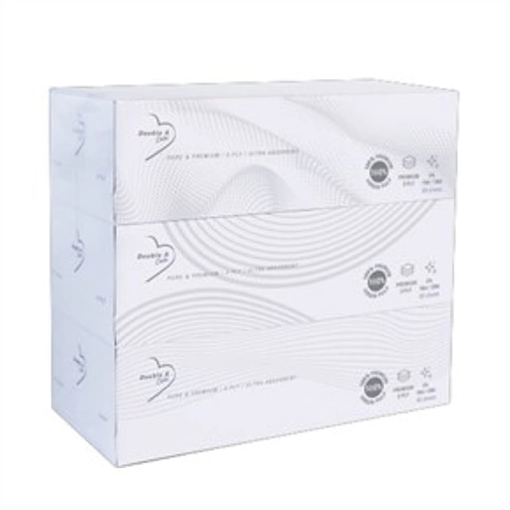 ดั๊บเบิ้ล เอ แคร์ เพียว แอนด์ พรีเมียม ทิชชู แบบกล่อง หนา3ชั้น 90แผ่น 3แพ็ค