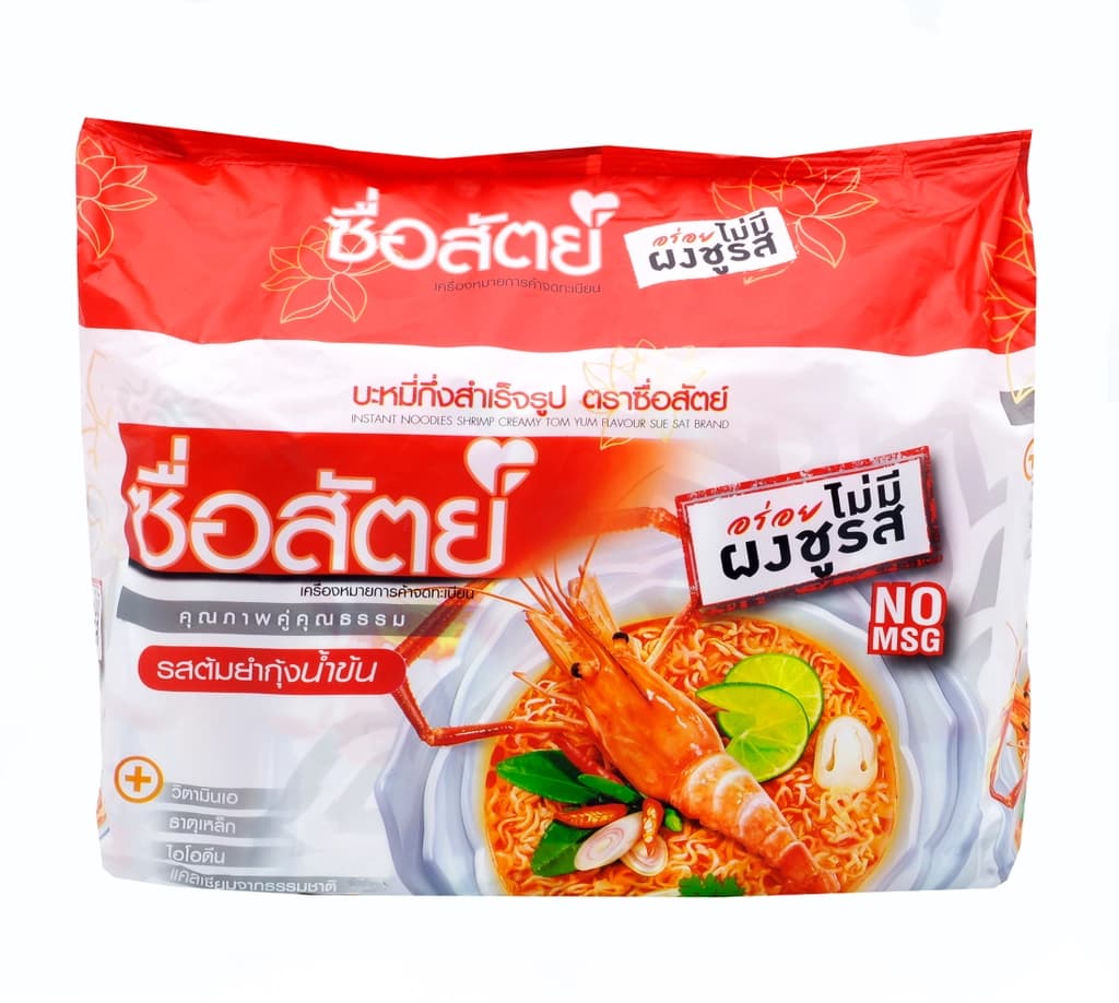Suesat Instant Noodles Shrimp CremyTomyum 60 g. Pack 6