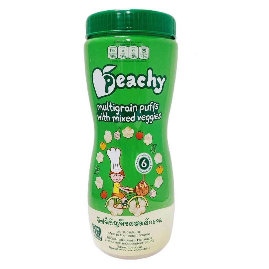พีชชี่ อาหารเสริมเด็ก พัฟฟ์ธัญพืชผสมผักรวม 40 ก.