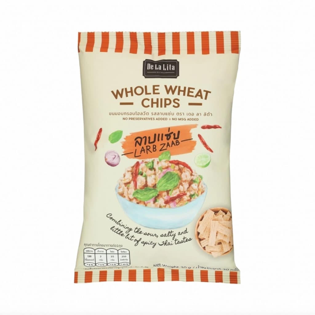 De La Lita Whole Wheat Chips Larb Zaap 30G.