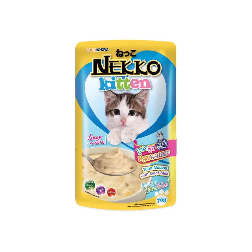 เน็กโกะ สูตรลูกแมว รสทูน่ามูสผสมนมแพะ 70ก.