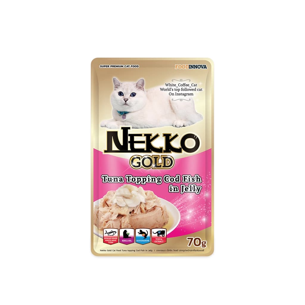 Nekko Gold Tuna Topping Cod Fish in Jelly Cat Food 70G.