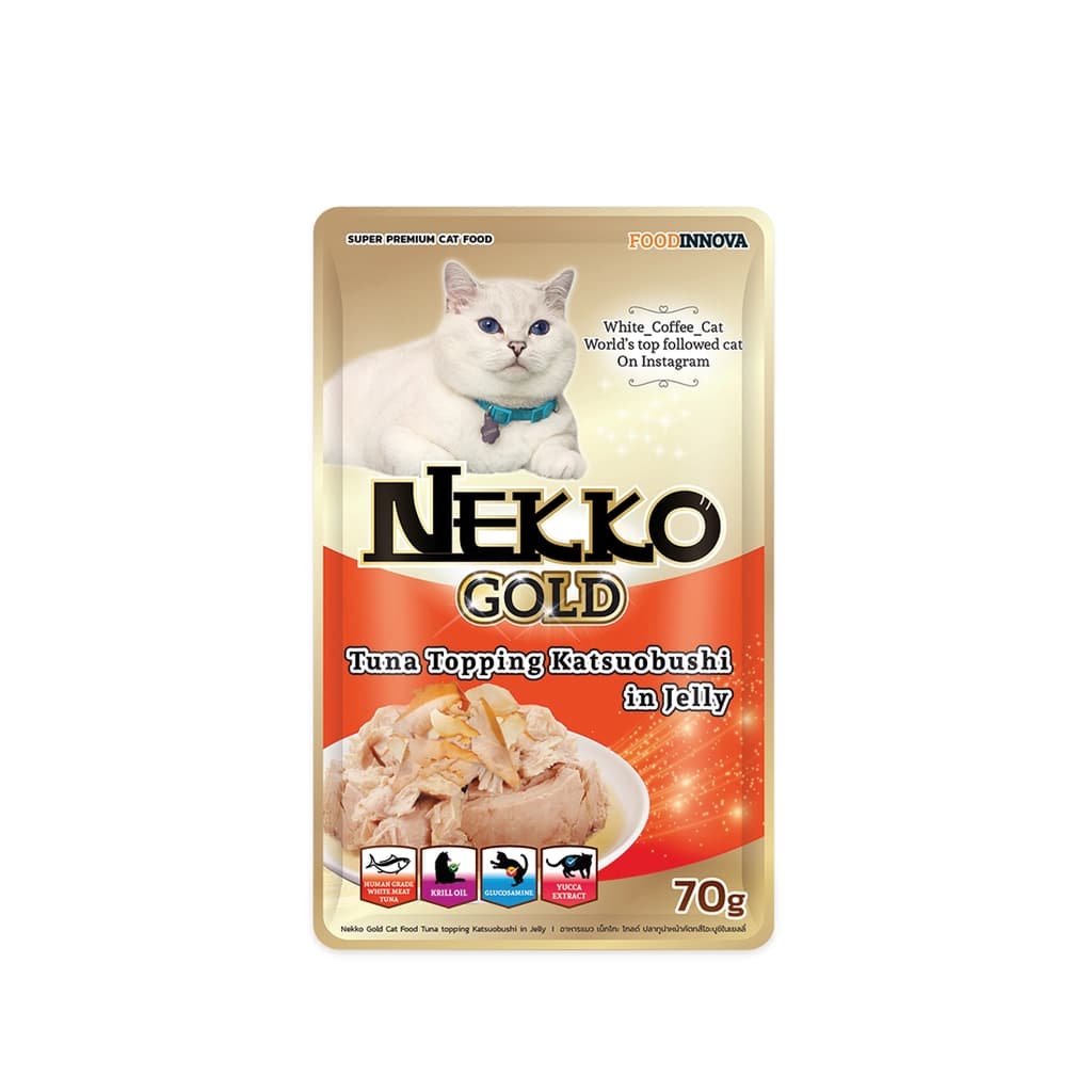 Nekko Gold Tuna Topping Katsuobishi in Jelly Cat Food 70G.