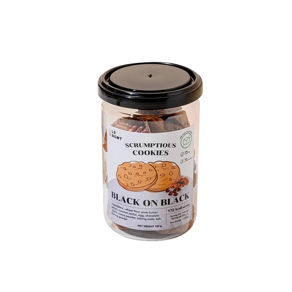 LE ROOT Double Choc Pecan Cookie (Black on Black) 100G.