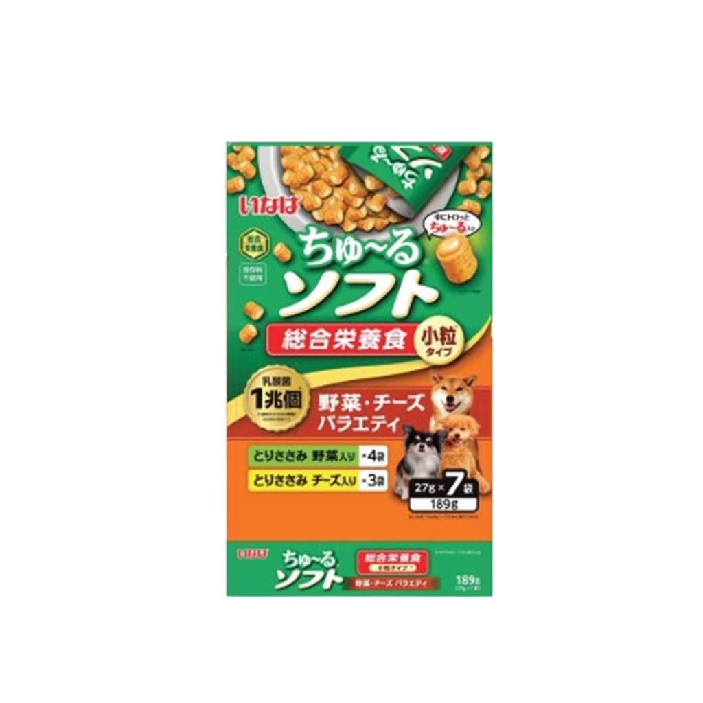 อินาบะชูหรุ อาหารสุนัขรวมรสไก่ผักชีส 27 กรัม แพ็ค 7
