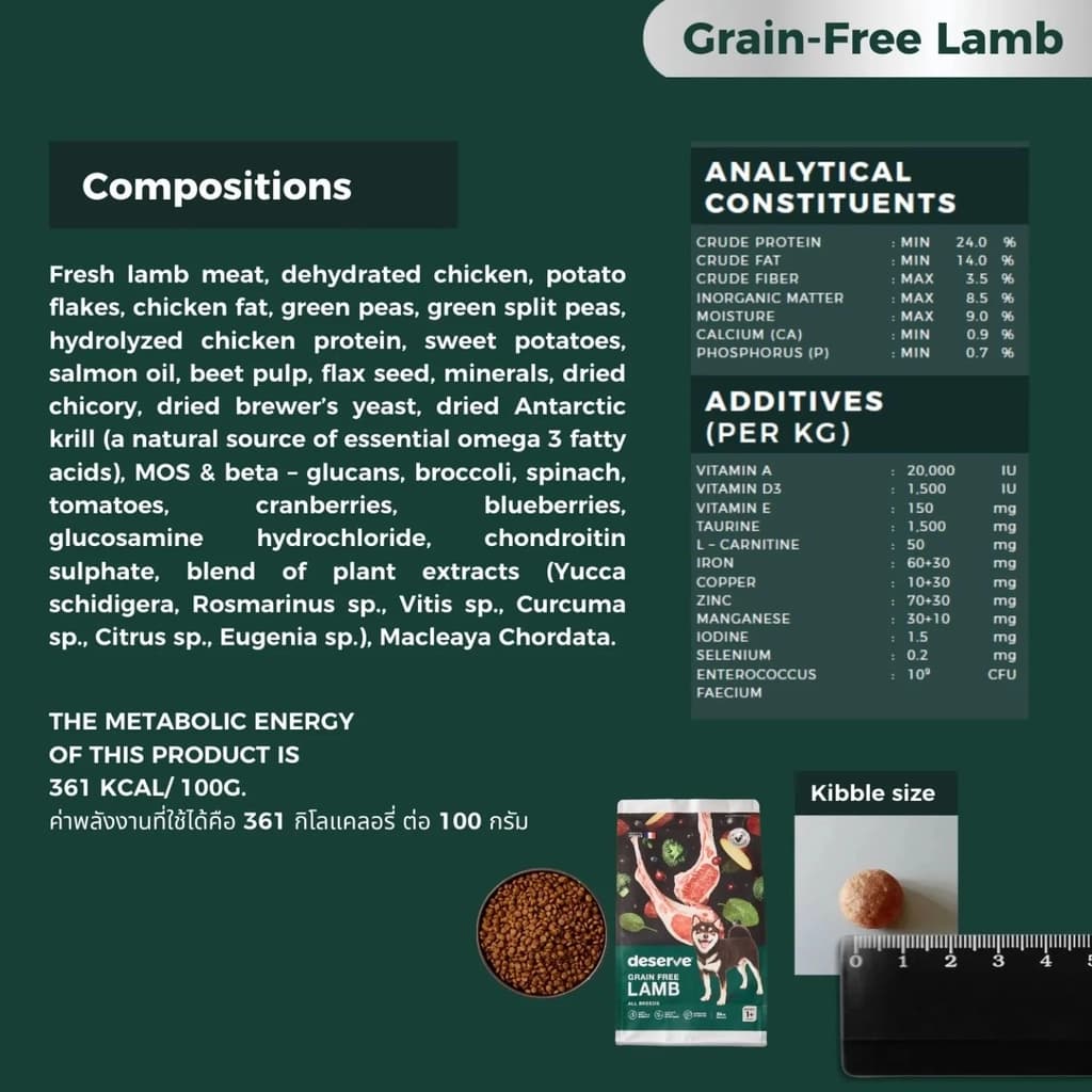 Deserve Dog Food (Grain Free Lamb) 1.5 KG.