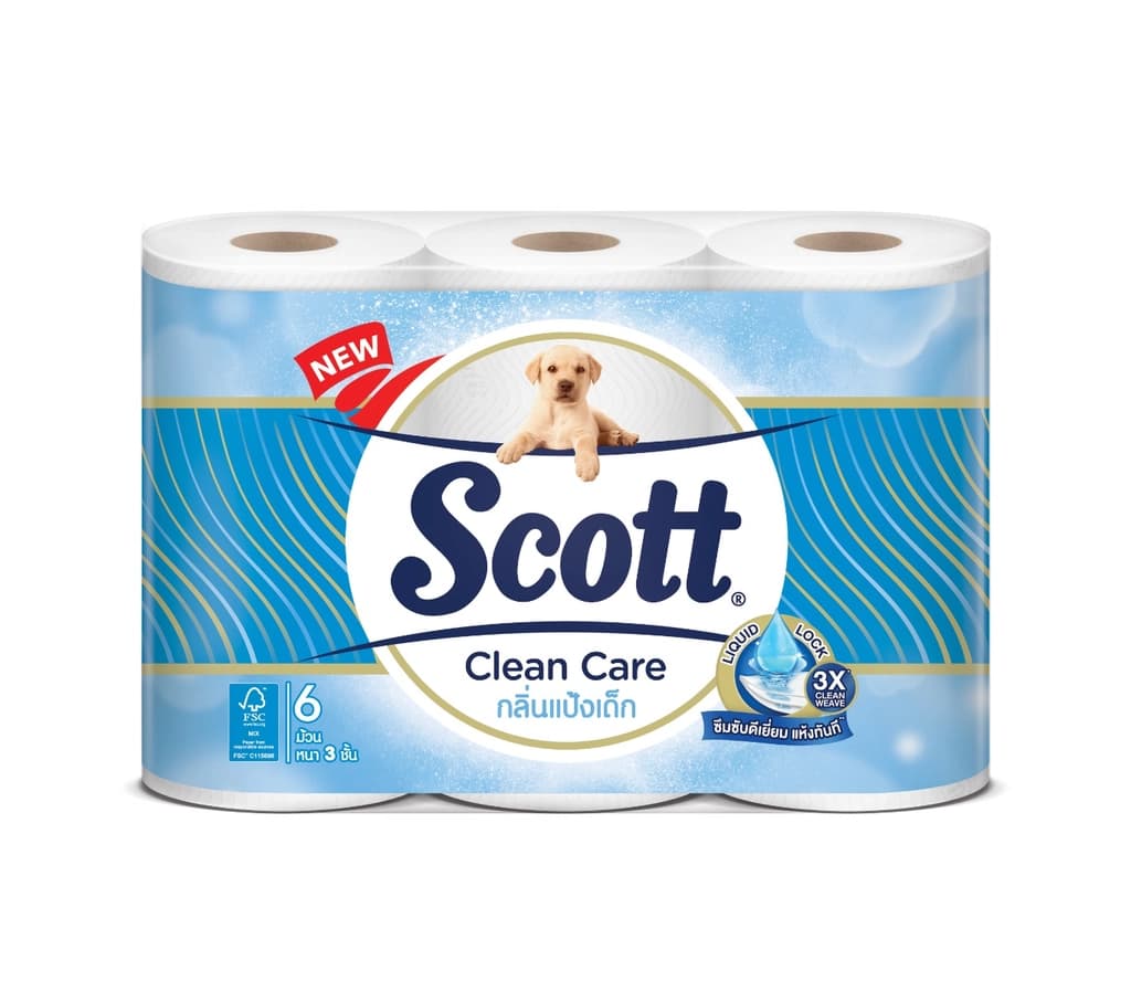 Scott Clean Care Toilet Tissue Baby Powder 3Ply 6Rolls