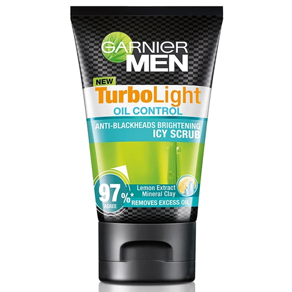 Garnier Men TurboLight Oil Control Anti-blackheads Brightening Icy Scrub 100 ml