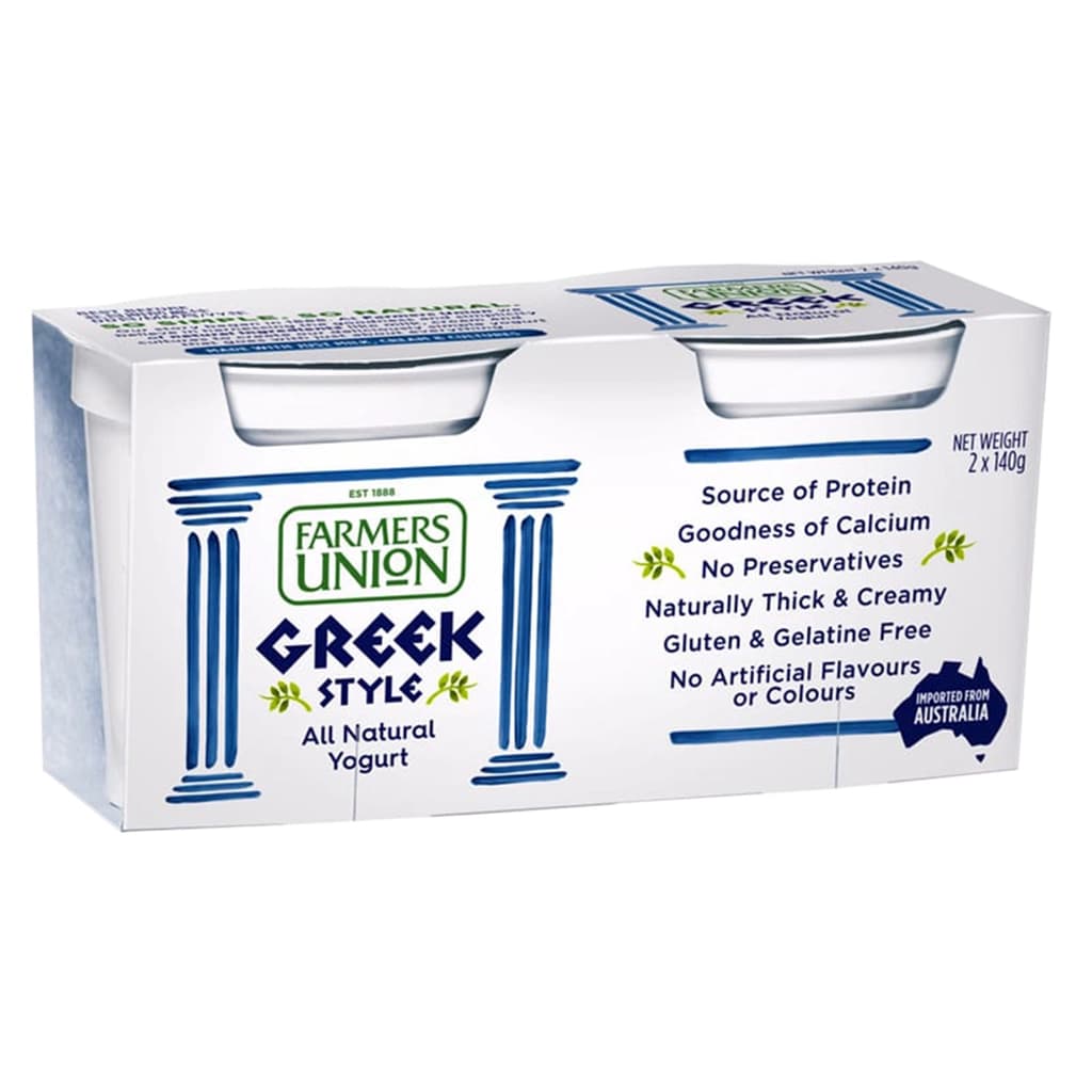 Farmers Union Natural Yogurt Greek Style with a Hint of Honey 140g. Pack 2 