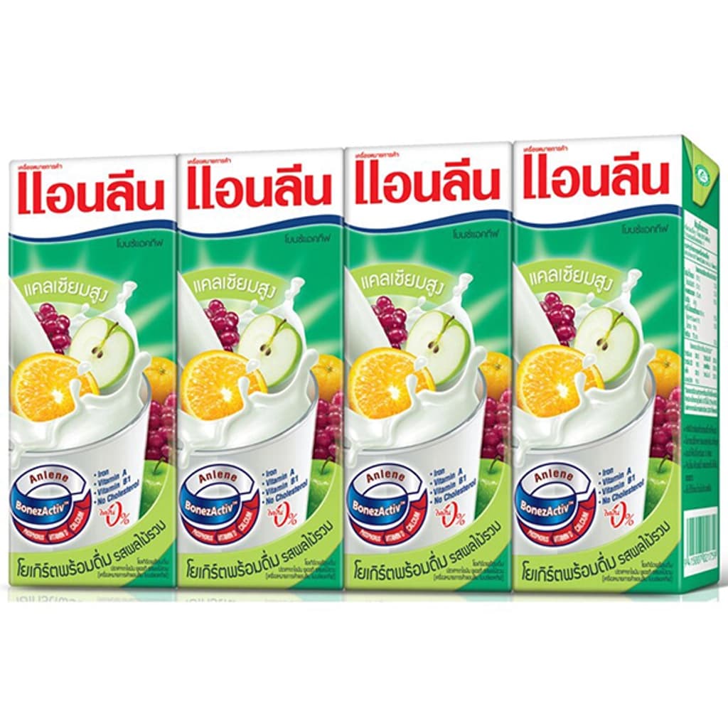 แอนลีน นมเปรี้ยวUHTรสผลไม้รวม4X180ML.