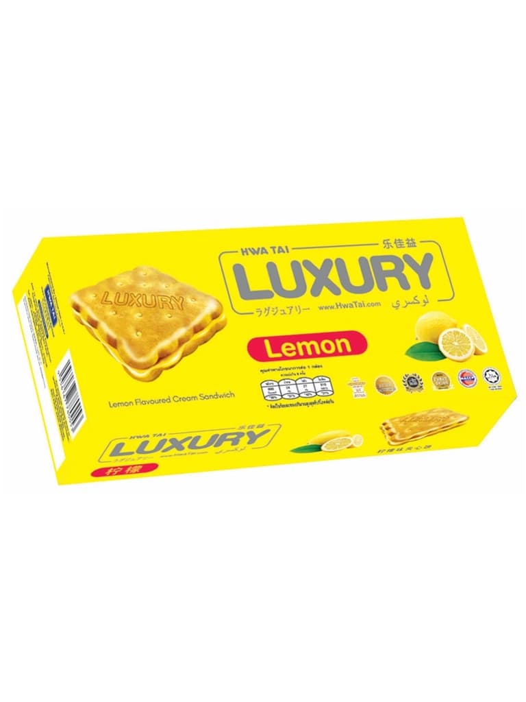 Hwa Tai Luxury Cream Sandwich Biscuits Lemon Flavoured 120G