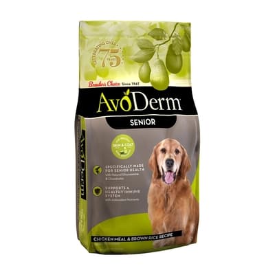 AvoDerm Dog Food Natural Senior Chicken Meal & Brown Rice Formula 2KG.  