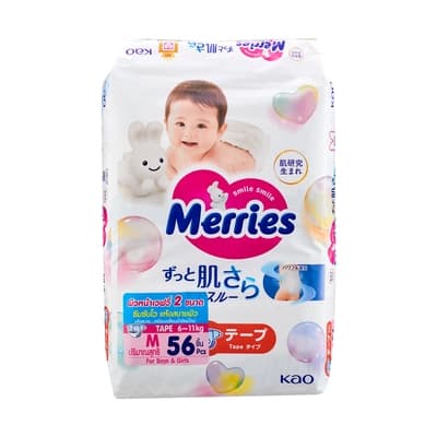 MERRIES BABY DIAPER SUPER JUMBO TAPE M 56PCS