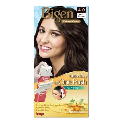 Bigen One Push Dark Brown Hair Color Cream No.4-0 80G.