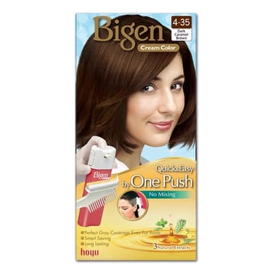 Bigen One Push Dark Caramel Hair Color Cream No.4-35 80G.