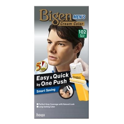 Bigen Men One Push Black Brown Hair Color Cream No.102 80G.
