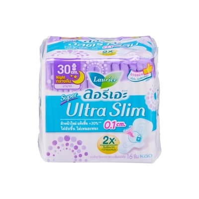 ลอรีเอะ ผ้าอนามัยซุปเปอร์อัลตร้าสลิมสำหรับกลางคืน30ซม. 16ชิ้น