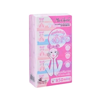 MA CHERIE FACIAL TISSUE BABY POWDER SCENT 170 SHEETS PACK 5