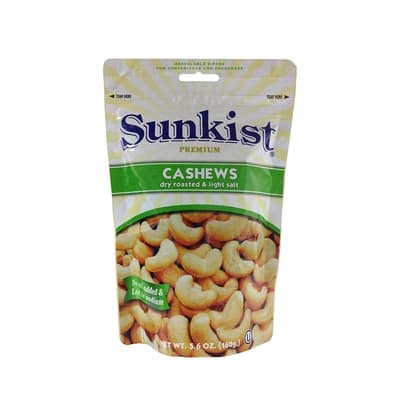 Sunkist Dry Rosted And Light Salt Cashews 160G.