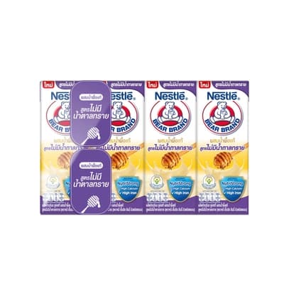 Bear Brand UHT Enriched Honey No Sugar 180ML. Pack 4