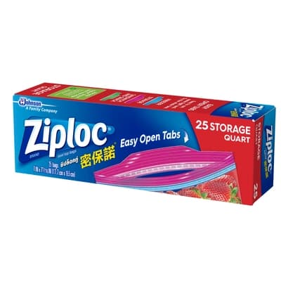 ZIPLOC Plastic Zip Bag 7x8INC. Pack 25 