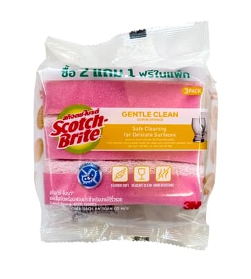 3เอ็ม สก๊อตไบรต์แผ่นใยขัด สูตรแอนตี้แบคทีเรีย สีชมพู