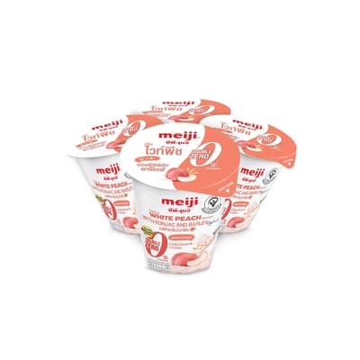 CP Meiji Yoghurt 0% White Peach Flavoured With Kojac And Barley 135G. Pack 4