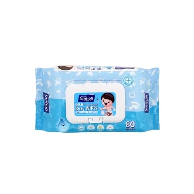 แซนนิซอฟท์ ผ้าเช็ดทำความสะอาดผิวเด็กสูตรน้ำบริสุทธิ์99.9% 80แผ่น