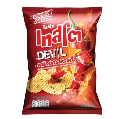 Tasto Devil Potato Chips Extreme Hot Emperor Chilli Flavored 70G.