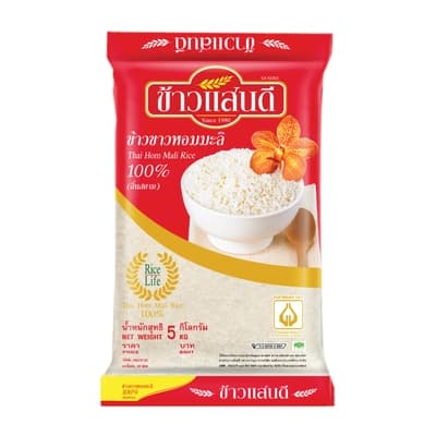 ข้าวแสนดี ข้าวขาวหอมมะลิ100%ถิ่นสยาม5กก.