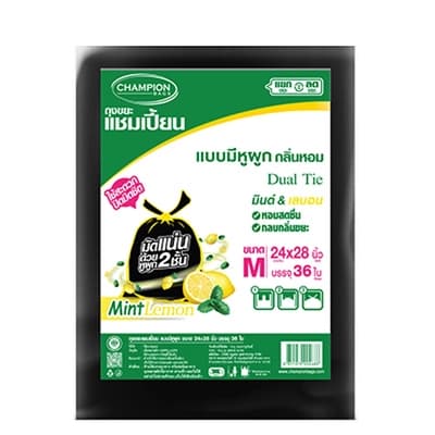 แชมเปี้ยน ถุงขยะหูผูกมิ้นท์ 24X28นิ้ว