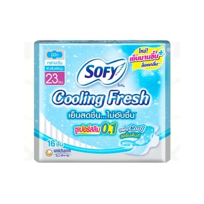 Sofy Sanitary Napkin Cooling Fresh Super Slim 0.1 Wing 23CM. 16PCS.