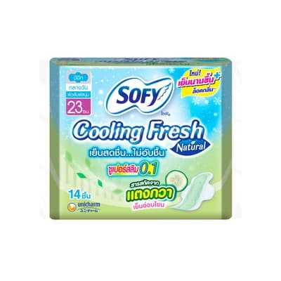 โซฟี ผ้าอนามัยคูลลิ่งเฟรชเนเชอรัลซุปเปอร์สลิม0.1มีปีก23ซม. 14ชิ้น