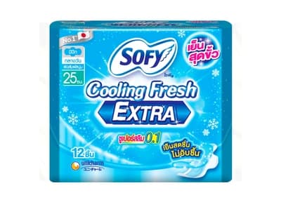 Sofy Cooling Fresh Extra Day SuperSlim0.1 Wing 25cm. 12 Pcs.