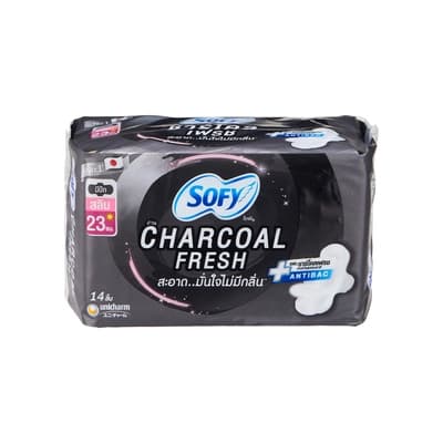 Sofy Sanitary Napkin Charcoal Fresh Slim Wing 23CM. 14PCS.