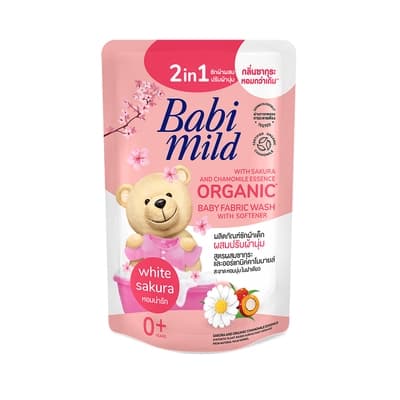 Babi Mild White Sakura Baby Fabric Wash With Softener Refill 570ML.