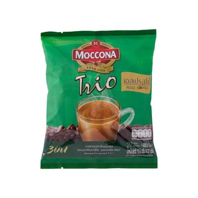 มอคโคน่า ทรีโอเอสเปรสโซ่ กาแฟปรุงสำเร็จชนิดผง 18ก. แพ็ค 27ซอง