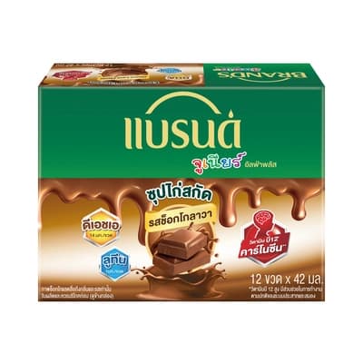 แบรนด์จูเนียร์ซุปไก่สกัด สูตรอัลฟ่าพลัส รสช็อกโกลาวา 42 มล. แพ็ค 12