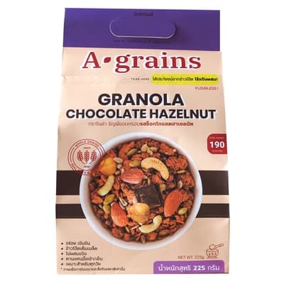 A Grains Granola Chocolate Hazelnut 225G.