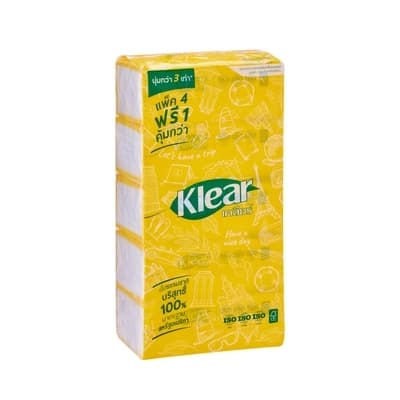 KLEAR FACIAL TISSUE PURE PULP 100% 3 PLY 120 SHEET PACK 4+1 PCS